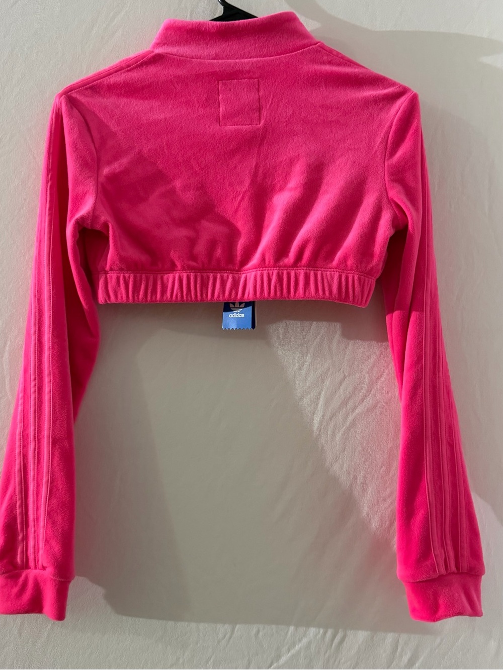 Adidas X Jeremy Scott Velour Crop TrackTop NWT Small Pink Y2K Bustier Streetwear - Picture 6 of 16